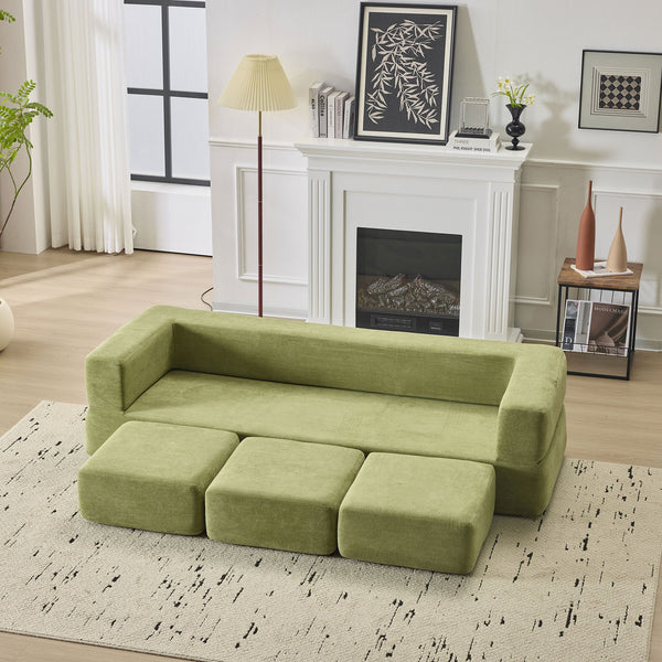 English Elm Ebern Convertible Sectional Sofa - Soft Chenille Floor Bed With Foam Comfort For Small Spaces W1829P280223