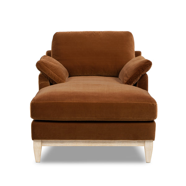 English Elm Jennifer Taylor Home - Pasadena Modern Farmhouse Chaise Lounge Chair - Cozy Burnt Orange Velvet, Eco-Friendly & Stylish B2719P385738