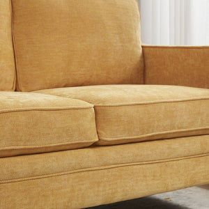 English Elm 80.31'' Upholstered Sofa in Antique Yellow – Curved Track Arms, High-Density Foam Comfort, Quick Assembly T2694P291456