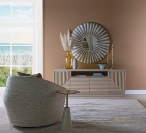 Lexington Artistica Home Sulu Sea Snake Round Mirror - Exquisite Contemporary Design With Distinctive Inlaid Finishes Light Brown Wood 2064-902