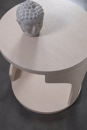 Lexington Artistica Home St Ives Round End Table - Contemporary Design With Open Curved Base In Sandscape Finish For Elegance Sandrift Wood 2358-953