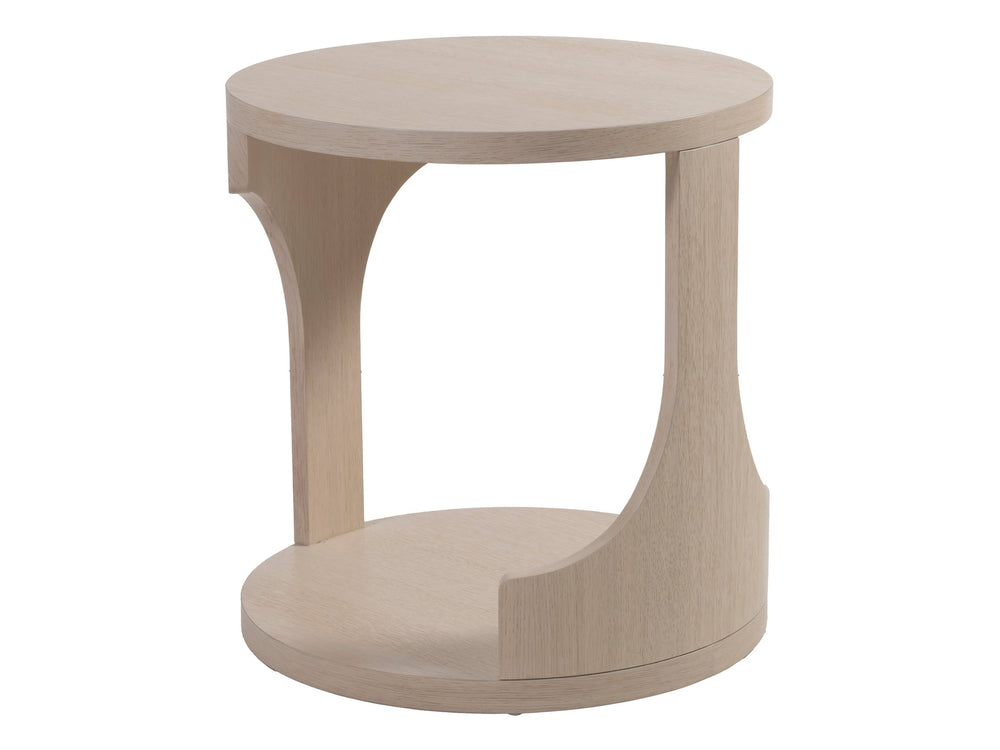 Lexington Artistica Home St Ives Round End Table - Contemporary Design With Open Curved Base In Sandscape Finish For Elegance Sandrift Wood 2358-953