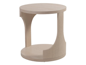 Lexington Artistica Home St Ives Round End Table - Contemporary Design With Open Curved Base In Sandscape Finish For Elegance Sandrift Wood 2358-953