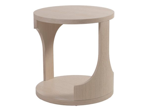 Lexington Artistica Home St Ives Round End Table - Contemporary Design With Open Curved Base In Sandscape Finish For Elegance Sandrift Wood 2358-953
