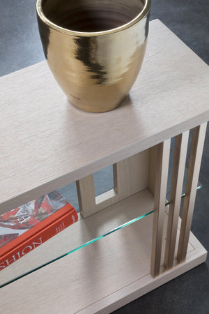 Lexington Artistica Home St Ives Sofa Table - Elegant Contemporary Design In Sandscape Finish With Glass Shelf & Metal Accents Sandrift Wood 2358-967