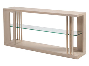 Lexington Artistica Home St Ives Sofa Table - Elegant Contemporary Design In Sandscape Finish With Glass Shelf & Metal Accents Sandrift Wood 2358-967