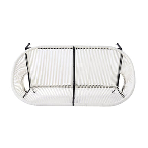 English Elm Christopher Knight Home® - CONDESSA Modern Outdoor Wicker Loveseat with Hammock Weave, Durable PE Rattan & Powder Coat Iron Frame Black,Ivory White N775P241727W