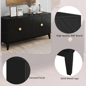 English Elm Christopher Knight Home® - 4-Door Elegant Sideboard Storage Cabinet With Gold Handles - Modern Black Design For Living & Dining N759P192449B