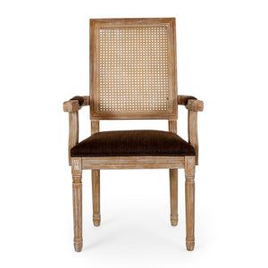 English Elm Dining Chairs Set of 2 Cane Back Rubberwood Armchair French Country Upholstered Seat N769P433301Z