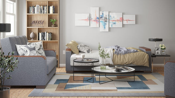 English Elm Primenest Zenaero X Loveseat - Convertible Grey Chenille Upholstered Sofa With Storage & Comfort B030P281775-GIGA