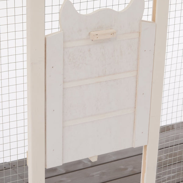 English Elm Outdoor Fir Wood Window Catio Enclosure with Four Climbing Platforms for Cats Grey,White N719P418371K