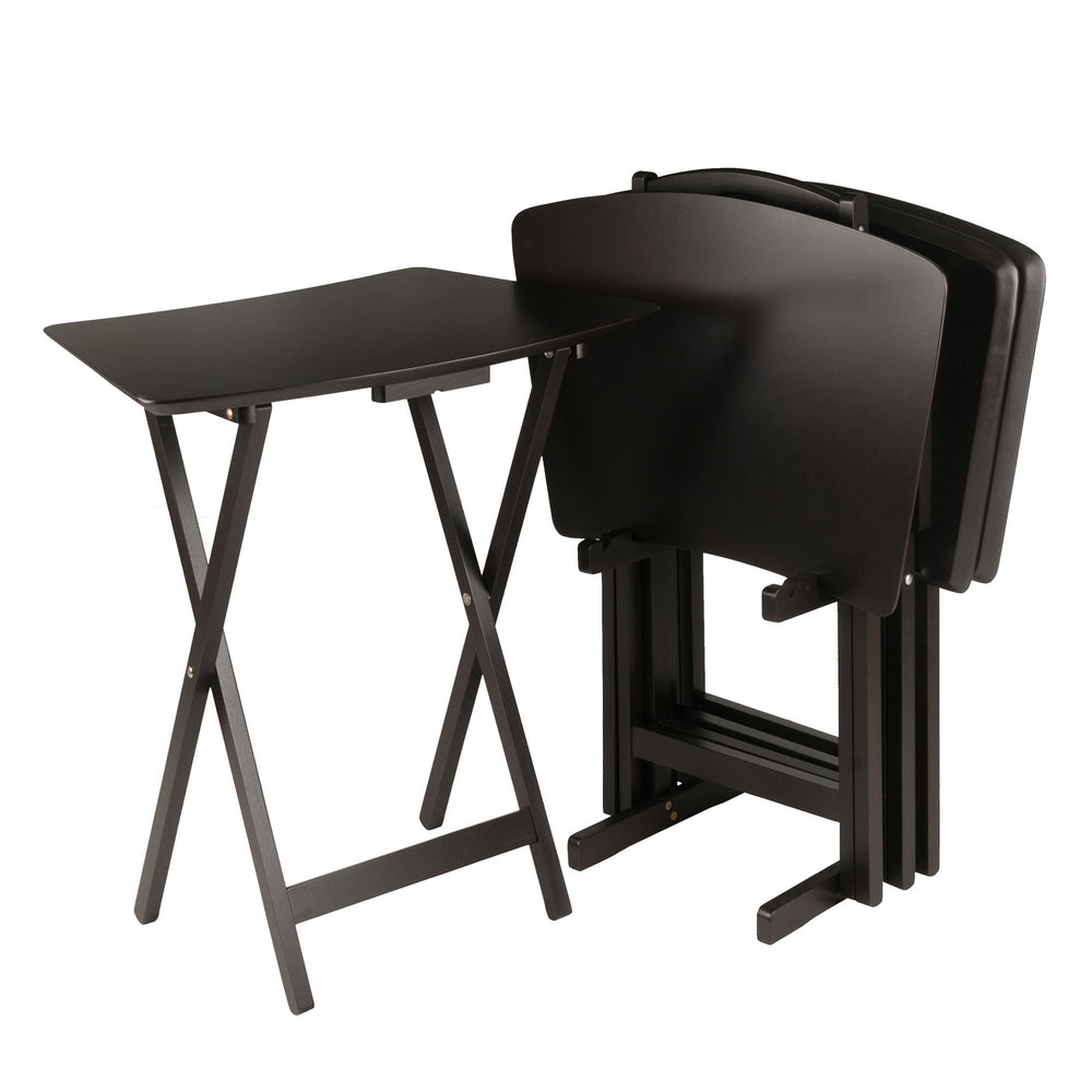 Winsome Wood Anila 5-piece Snack Table Set In Coffee - Stylish, Foldable Design For Easy Entertaining Anywhere! Coffee Solid ,Composite Wood 23594-winsome-wood