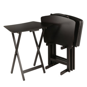 Winsome Wood Anila 5-piece Snack Table Set In Coffee - Stylish, Foldable Design For Easy Entertaining Anywhere! Coffee Solid ,Composite Wood 23594-winsome-wood