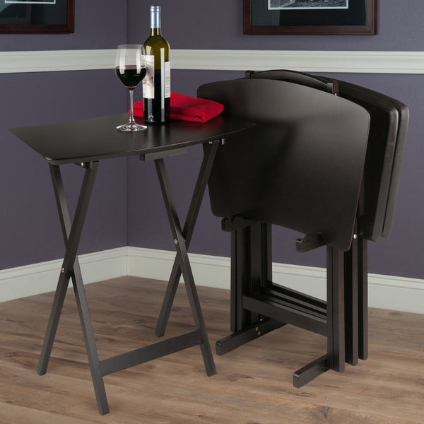 Winsome Wood Anila 5-piece Snack Table Set In Coffee - Stylish, Foldable Design For Easy Entertaining Anywhere! Coffee Solid ,Composite Wood 23594-winsome-wood