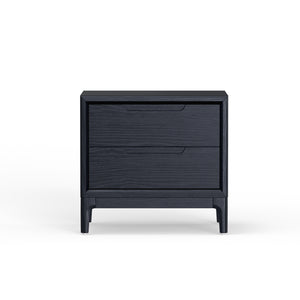 Alpine Furniture June Nightstand - Vintage Black Elegance With Soft-close Drawers And Stylish Recessed Pulls Vintage Black Mindi Solids & Veneer 2359blk-02-alpine
