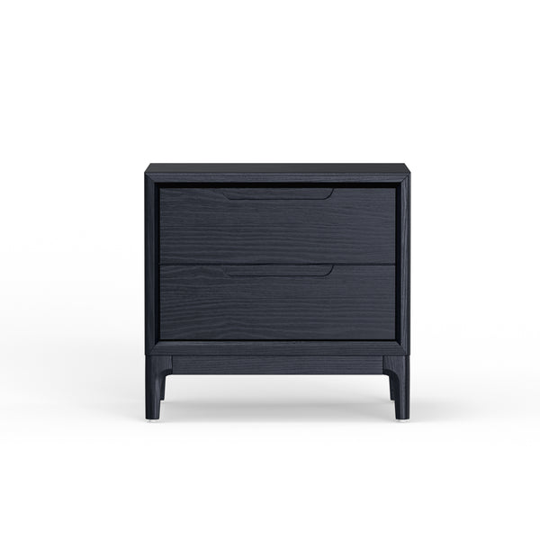 Alpine Furniture June Nightstand - Vintage Black Elegance With Soft-close Drawers And Stylish Recessed Pulls Vintage Black Mindi Solids & Veneer 2359blk-02-alpine