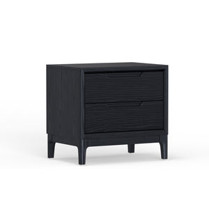Alpine Furniture June Nightstand - Vintage Black Elegance With Soft-close Drawers And Stylish Recessed Pulls Vintage Black Mindi Solids & Veneer 2359blk-02-alpine
