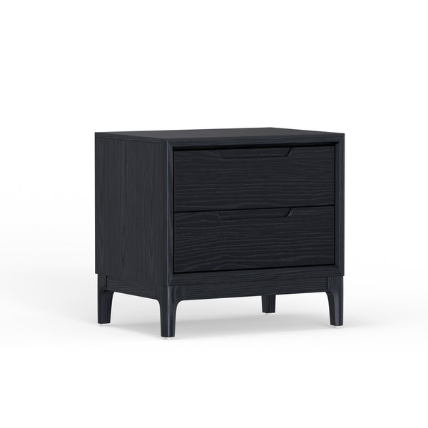 Alpine Furniture June Nightstand - Vintage Black Elegance With Soft-close Drawers And Stylish Recessed Pulls Vintage Black Mindi Solids & Veneer 2359blk-02-alpine