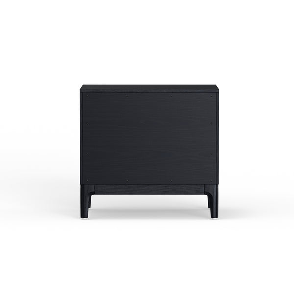 Alpine Furniture June Nightstand - Vintage Black Elegance With Soft-close Drawers And Stylish Recessed Pulls Vintage Black Mindi Solids & Veneer 2359blk-02-alpine