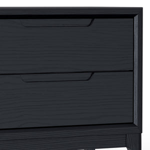 Alpine Furniture June Nightstand - Vintage Black Elegance With Soft-close Drawers And Stylish Recessed Pulls Vintage Black Mindi Solids & Veneer 2359blk-02-alpine
