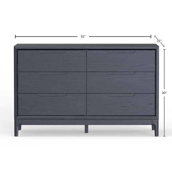 Alpine Furniture June Dresser: Modern Vintage Black Storage Solution With Soft-close Drawers & Elegant Design Vintage Black Mindi Solids & Veneer 2359blk-03-alpine