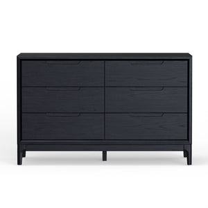 Alpine Furniture June Dresser: Modern Vintage Black Storage Solution With Soft-close Drawers & Elegant Design Vintage Black Mindi Solids & Veneer 2359blk-03-alpine