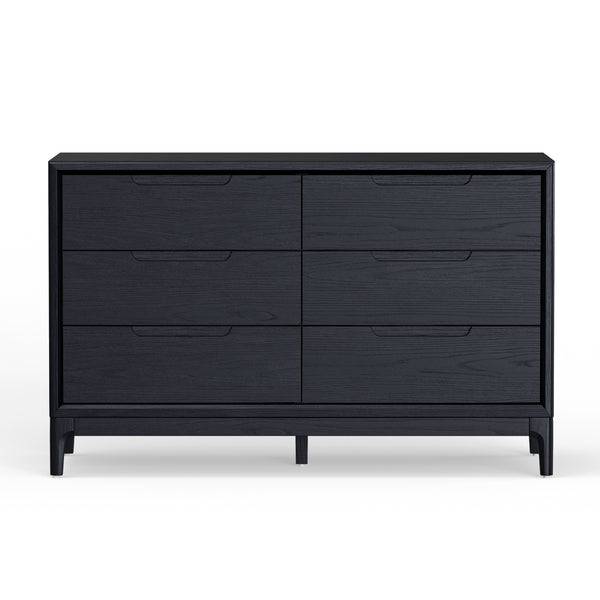 Alpine Furniture June Dresser: Modern Vintage Black Storage Solution With Soft-close Drawers & Elegant Design Vintage Black Mindi Solids & Veneer 2359blk-03-alpine