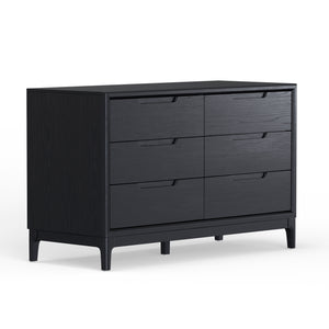 Alpine Furniture June Dresser: Modern Vintage Black Storage Solution With Soft-close Drawers & Elegant Design Vintage Black Mindi Solids & Veneer 2359blk-03-alpine