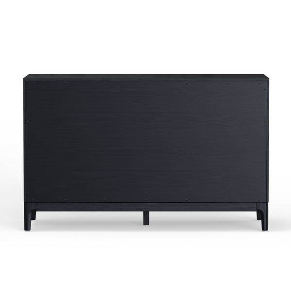 Alpine Furniture June Dresser: Modern Vintage Black Storage Solution With Soft-close Drawers & Elegant Design Vintage Black Mindi Solids & Veneer 2359blk-03-alpine