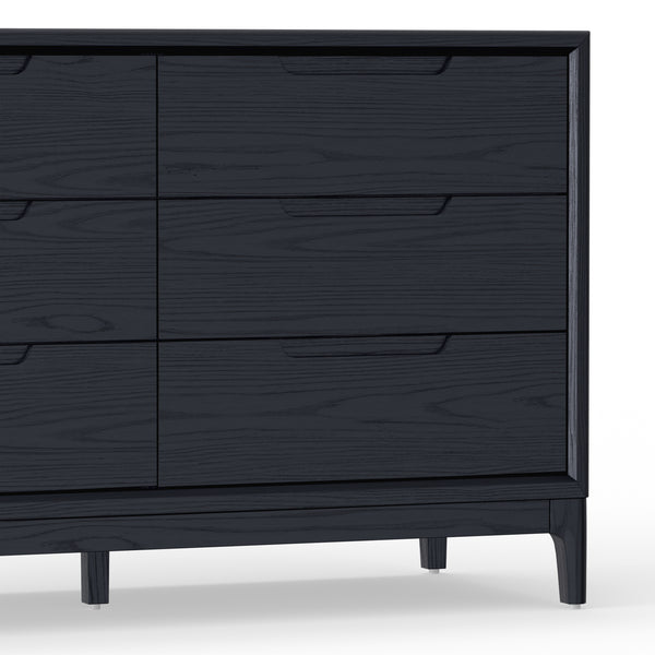 Alpine Furniture June Dresser: Modern Vintage Black Storage Solution With Soft-close Drawers & Elegant Design Vintage Black Mindi Solids & Veneer 2359blk-03-alpine