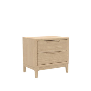 Alpine Furniture June Nightstand Light Oak With Soft-Close Dovetail Drawers, Recessed Pulls & Vintage-Modern Style 2359OAK-02