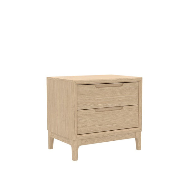 Alpine Furniture June Nightstand Light Oak With Soft-Close Dovetail Drawers, Recessed Pulls & Vintage-Modern Style 2359OAK-02