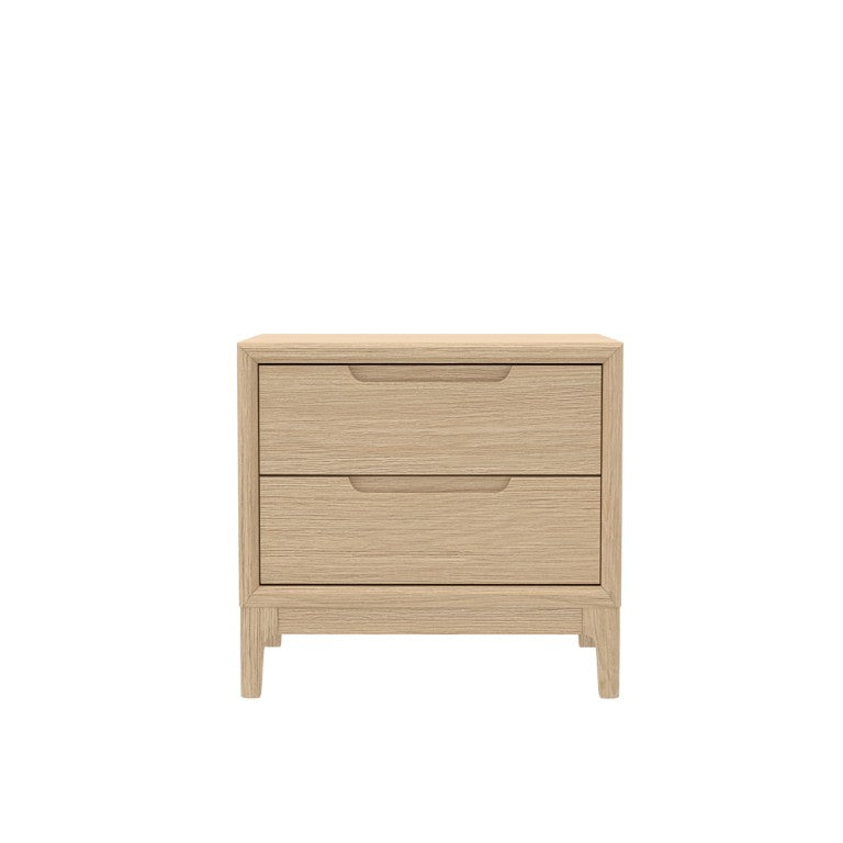 Alpine Furniture June Nightstand Light Oak With Soft-Close Dovetail Drawers, Recessed Pulls & Vintage-Modern Style 2359OAK-02