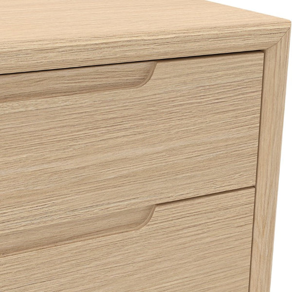 Alpine Furniture June Nightstand Light Oak With Soft-Close Dovetail Drawers, Recessed Pulls & Vintage-Modern Style 2359OAK-02