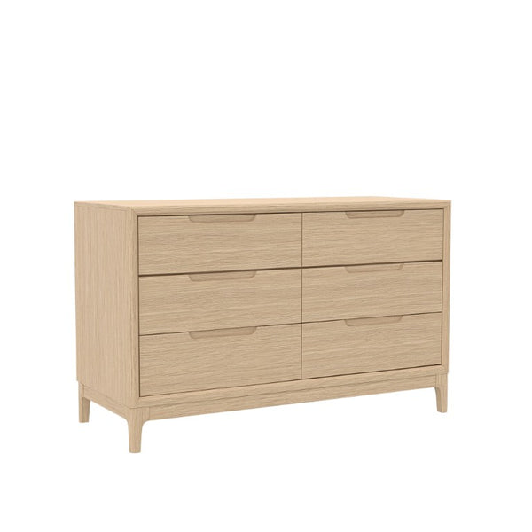 Alpine Furniture June Dresser With Recessed Pulls And Soft-Close Drawers — Sleek Minimalist 51" Storage Solution Light Oak 2359OAK-03