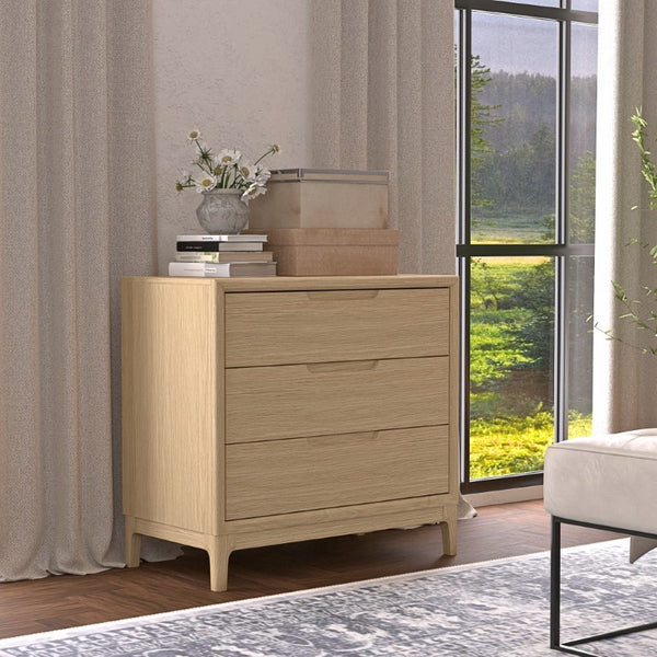 Alpine Furniture June Chest With Modern Dovetail Drawers, Soft-Close Glides, Anti-Tip Safety & Minimalist Design Light Oak 2359OAK-05