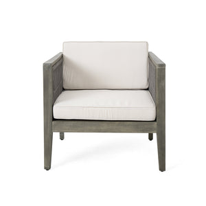 English Elm Christopher Knight Home® - 4-Pieces Acacia Wood Patio Furniture Set with Grey Rope & Beige Cushions, Weatherproof Deep Seating Set N780P171148F