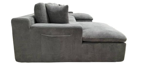 English Elm Coffee-bean Curved Upholstered Sectional Sofa with Plush Seating and Built-in Side Pocket Light Gray B2748S00064