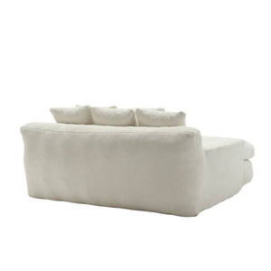 English Elm COOLMORE Chenille 2-Seater Lazy Sofa with 5 Supportive Back Pillows, Deep Seat Couch for Lounge White W395P197923