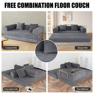 English Elm 2-in-1 Foldable Cloud Sofa Bed Plush Faux Fur Memory Foam Sleeper for Apartments W3422S00004