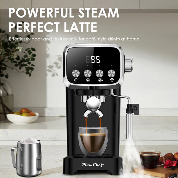 English Elm 20bar Slim Espresso Machine with Steam Wand Cup Warmer and 43oz Detachable Tank W1002P414529