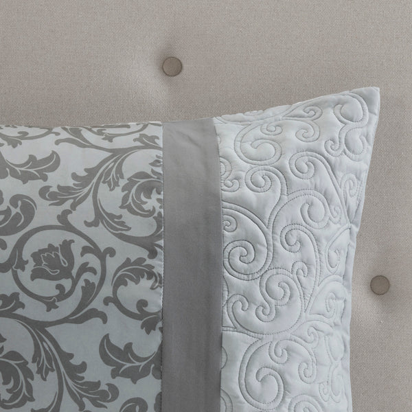 English Elm Embroidered 8-Piece Comforter Set In Serene Grey For King Beds – Cozy Microfiber With Elegant Accents B03594922