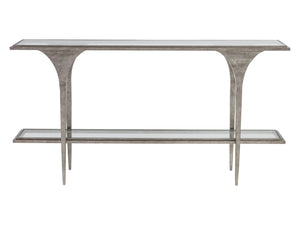 Lexington Artistica Home Porto Silver Console Table - Stunning Hand-forged Iron Base With Textured Glass And Unique Design Silver Leaf Wood 2360-966