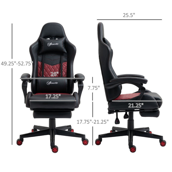 English Elm Vinsetto Racing Gaming Chair - Ergonomic Pu Leather Recliner With Lumbar Support & Footrest, Black W2225P217512-GIGA