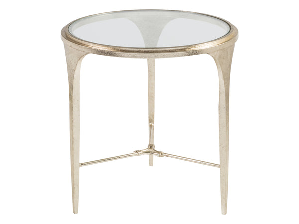 Lexington Artistica Home Porto Champagne Round End Table - Hand-forged Iron Base With Glass Top, Unique Design For Luxury Living Champagne Wood 2361-953