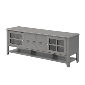English Elm TV Stand with Modern Sleek Panel Design, Soft-Closing Drawers, Magnetic Doors & Sturdy Storage System Grey WF309280AAK