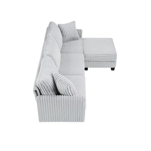 English Elm 100-inch Corduroy Sectional Sofa Modular L-shape with Dual Charging Ports Living Room W3480S00004