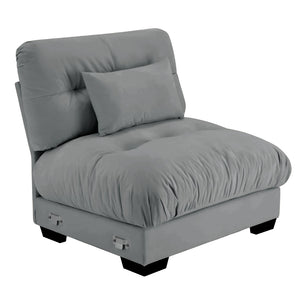English Elm Milano Velvet Armless Modular Sofa Plush Cloud Cushion Lounge Seat for Living Room W714P283159
