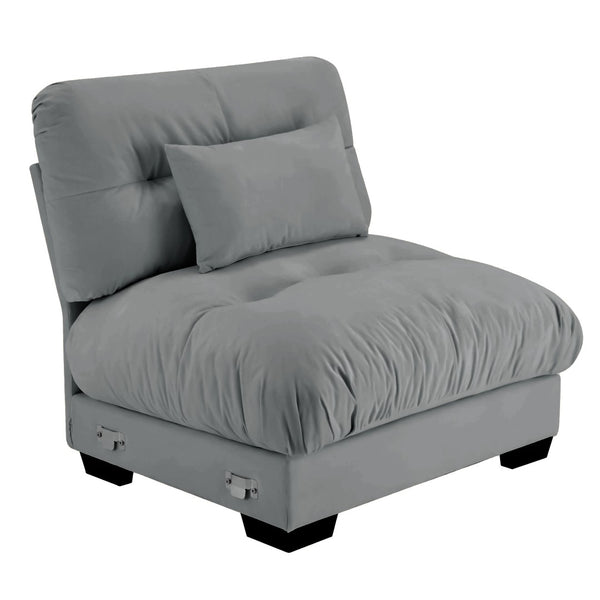 English Elm Milano Velvet Armless Modular Sofa Plush Cloud Cushion Lounge Seat for Living Room W714P283159