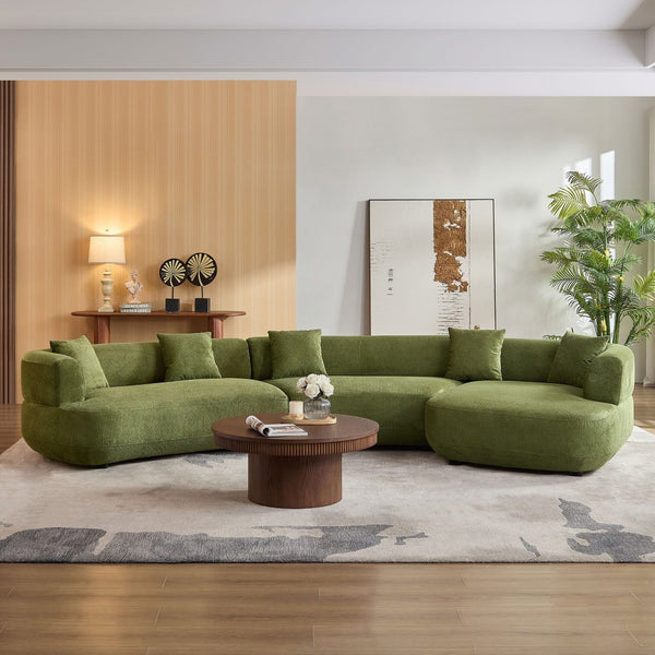English Elm 155.91 Inch Modular Curved Sectional Sage Green Quilted Polyester Sofa for Living Room W2582S00197
